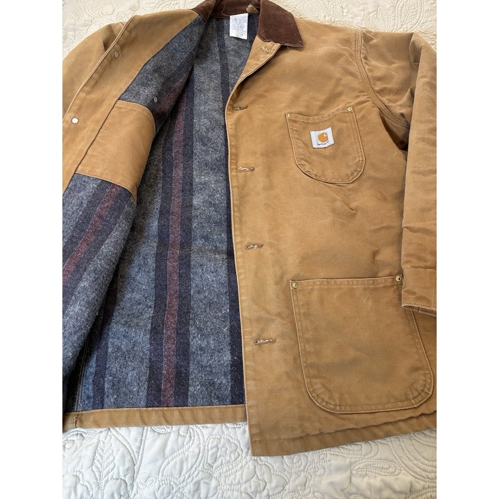 VTG Carhartt Chore Coat Blanket Lined Duck Canvas Jacket Brown 44 Gorpcore 6BLCT - Picture 4 of 8